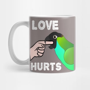 Love Hurts Nanday Conure Parrot Biting Mug